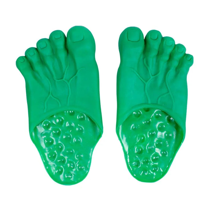 Barefoot Funny Feet Slippers Women Men Hilarious Big Foot Prank Shoes Simulat Five-Finger Toe Bigfoot Slippers Fairy Spoof Shoes - Green